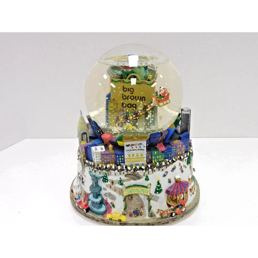 Bloomingdales Big Brown Bag New York City Snow Globe Glass Resin DW679